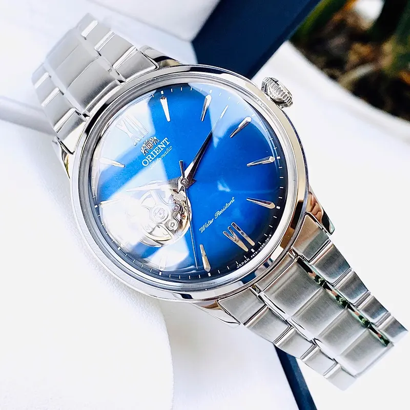 Orient Bambino Open Heart Blue Dial Watch For Men's  | RA-AG0028L